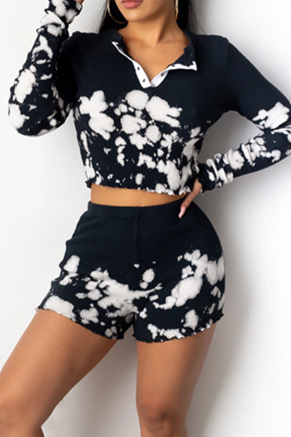 Printed Long Sleeve Two-piece Set