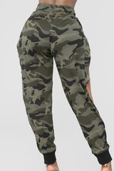 Fashion Button Webbing Camouflage Loose Pants