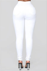 Elastic White Slim Fit Casual Jeans