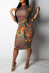 Modishshe Plaid Printed Knee Length Dress