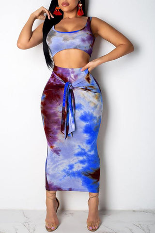 Modishshe Trendy Knot Design Two-piece Skirt Set 