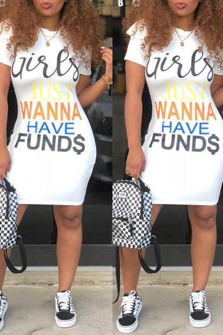 Modishshe Casual Letters Printed Knee Dress