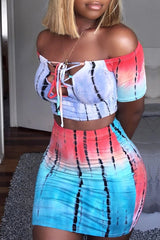 Modishshe Fashion Print Sexy Dress Two-Piece Set