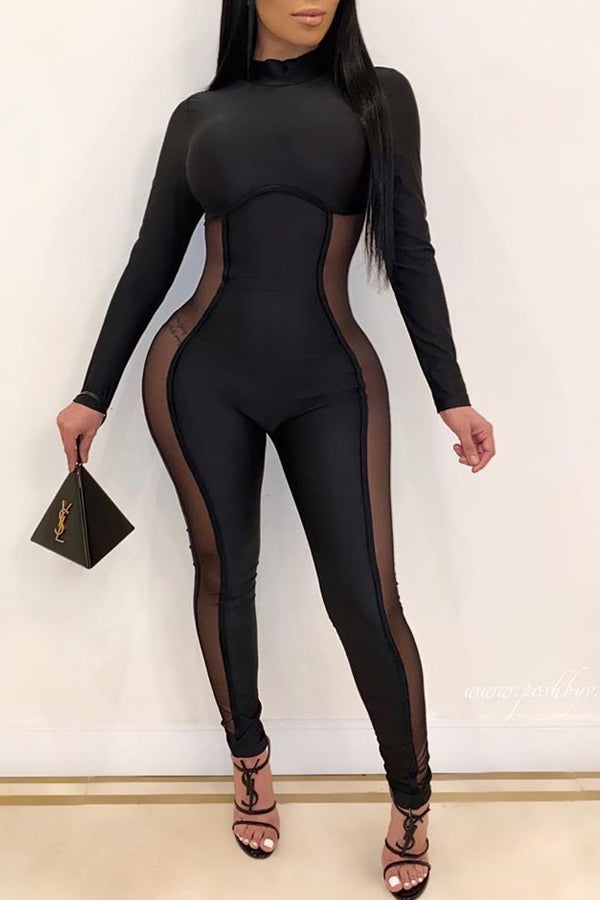 Solid Color Slim High Waisted Jumpsuit