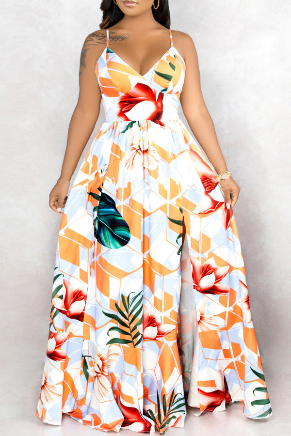 Fashion Sleeveless Print Maxi Dress