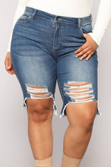 Broken Hole Short Style Jeans