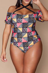 Modishshe Sexy Plus Sized Printed One-piece Swimwear