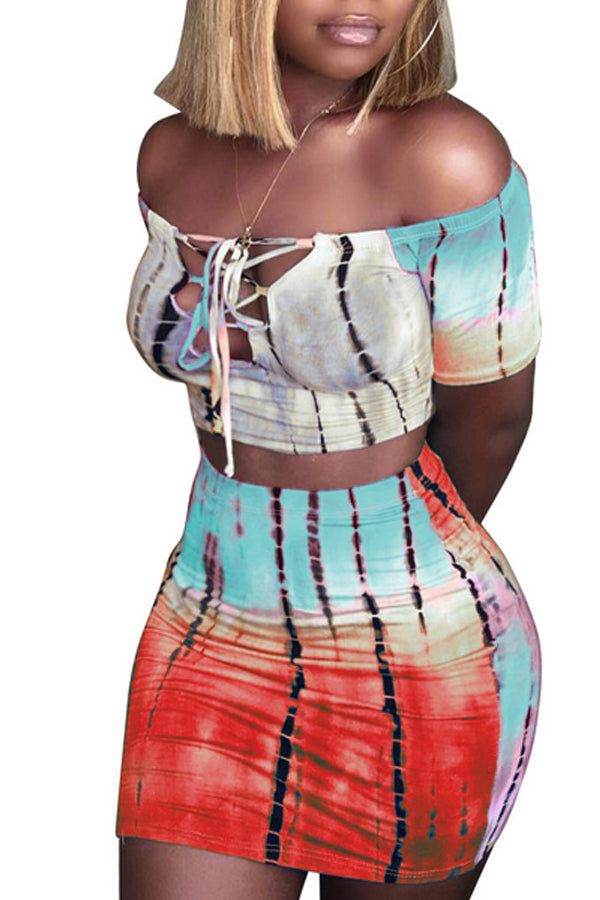 Modishshe Fashion Print Sexy Dress Two-Piece Set