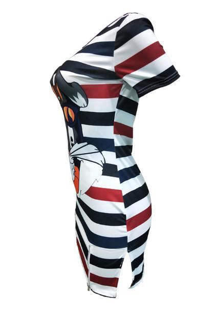Modishshe Casual Striped Printed Mini Dress